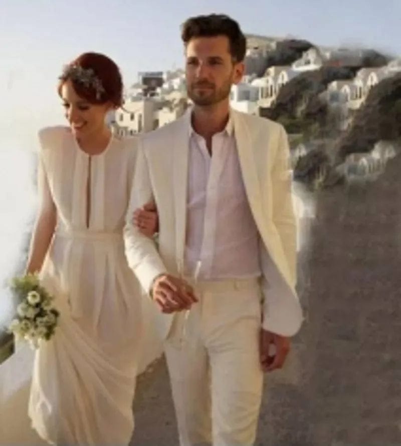 Groomsmen White Pattern Groom Tuxedos Shawl Satin Lapel Men Suits 2 Pieces Wedding Bridegroom ( Jacket + Pants + Tie ) D201 - SHOWLU FASHION STORE