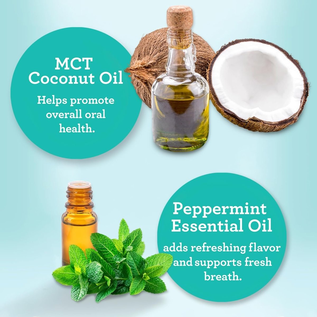 GuruNanda Coconut & Peppermint Oil Pulling (8 Fl.Oz) with Tongue Scraper - Alcohol Free Mouthwash for Fresh Breath, White Teeth & Healthy Teeth & Gums - SHOWLU FASHION STORE