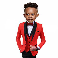 Handsome Children Suit 3 - Pieces (Blazer+Vest+Pants) Spliced Lapel Party Set Shawl Lapel Wedding Boys Dress Costumes Kids Girdle - SHOWLU FASHION STORE
