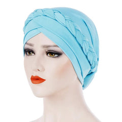 Head Scarf for muslim women Two - color cotton braid turban bonnet hijab Caps Inner hijabs femme musulman arab wrap turbantes - SHOWLU FASHION STORE