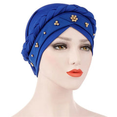 Head Scarf for muslim women Two - color cotton braid turban bonnet hijab Caps Inner hijabs femme musulman arab wrap turbantes - SHOWLU FASHION STORE