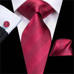 Hi - Tie Navy Blue Striped Silk Wedding Tie For Men Fashion Design Gift Men Necktie Hanky Cufflink Set Business Party Dropshiping - SHOWLU FASHION STORE