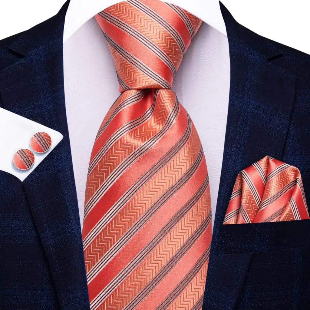 Hi - Tie Navy Blue Striped Silk Wedding Tie For Men Fashion Design Gift Men Necktie Hanky Cufflink Set Business Party Dropshiping - SHOWLU FASHION STORE