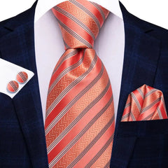 Hi - Tie Navy Blue Striped Silk Wedding Tie For Men Fashion Design Gift Men Necktie Hanky Cufflink Set Business Party Dropshiping - SHOWLU FASHION STORE
