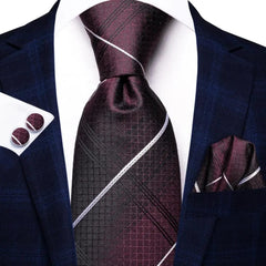 Hi - Tie Navy Blue Striped Silk Wedding Tie For Men Fashion Design Gift Men Necktie Hanky Cufflink Set Business Party Dropshiping - SHOWLU FASHION STORE