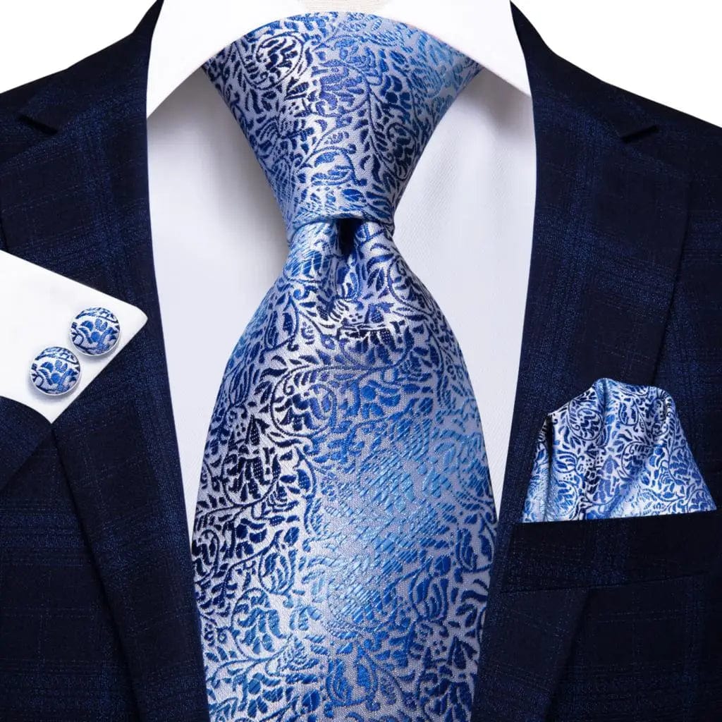 Hi - Tie Navy Blue Striped Silk Wedding Tie For Men Fashion Design Gift Men Necktie Hanky Cufflink Set Business Party Dropshiping - SHOWLU FASHION STORE