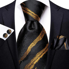 Hi - Tie Navy Blue Striped Silk Wedding Tie For Men Fashion Design Gift Men Necktie Hanky Cufflink Set Business Party Dropshiping - SHOWLU FASHION STORE