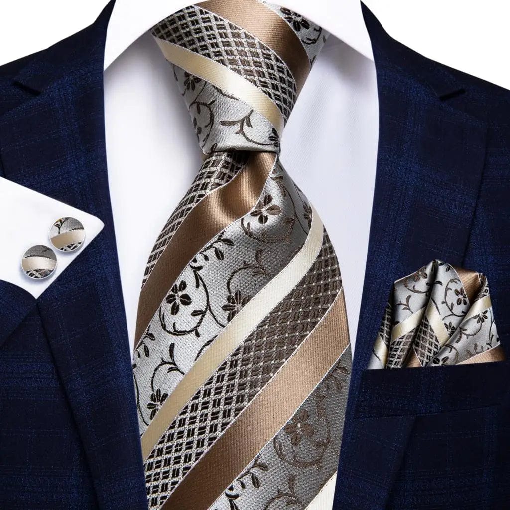 Hi - Tie Navy Blue Striped Silk Wedding Tie For Men Fashion Design Gift Men Necktie Hanky Cufflink Set Business Party Dropshiping - SHOWLU FASHION STORE