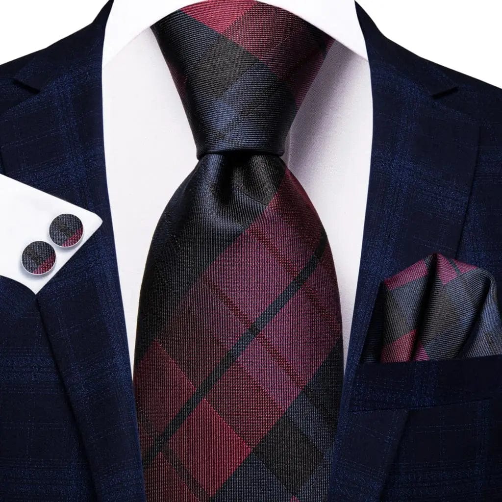 Hi - Tie Navy Blue Striped Silk Wedding Tie For Men Fashion Design Gift Men Necktie Hanky Cufflink Set Business Party Dropshiping - SHOWLU FASHION STORE