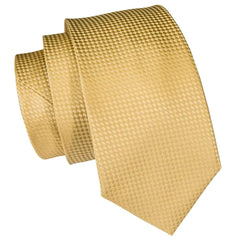 Hi - Tie Solid Gold Yellow Silk Ties For Men Handky Cufflinks Set Fashion Gift For Men's Tie Wedding Business Necktie - SHOWLU FASHION STORE