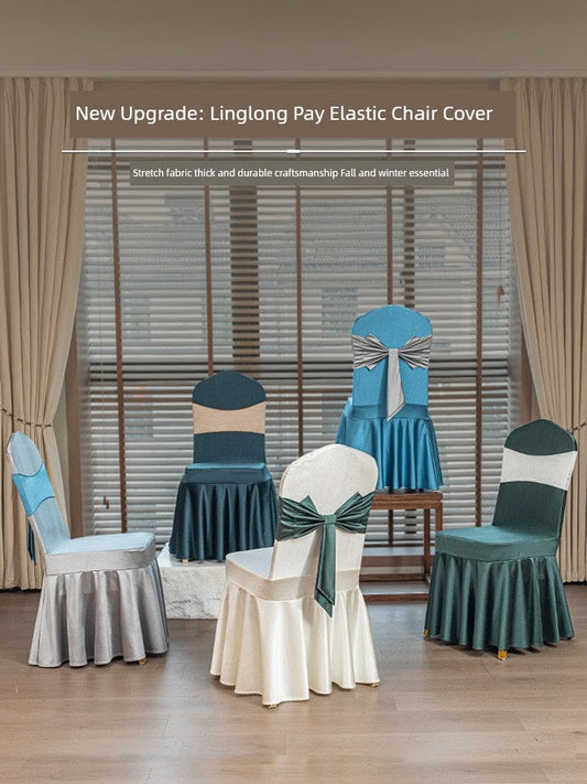 High - End Satin Hotel Wedding Banquet Bows Chair Cover - SHOWLU FASHION STORE
