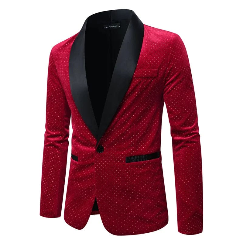 High - grade Men Luxury Gold Velvet Suit Single - button Loose Jacket Black Green Burgundy Male Wedding Party Dress Plaid Blazers - SHOWLU FASHION STORE