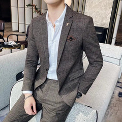 High Quality 2023 Men's (suit + Trousers) Boutique Fashion Business Suit Slim Handsome Trend Banquet Two - piece Set Four Seasons - SHOWLU FASHION STORE