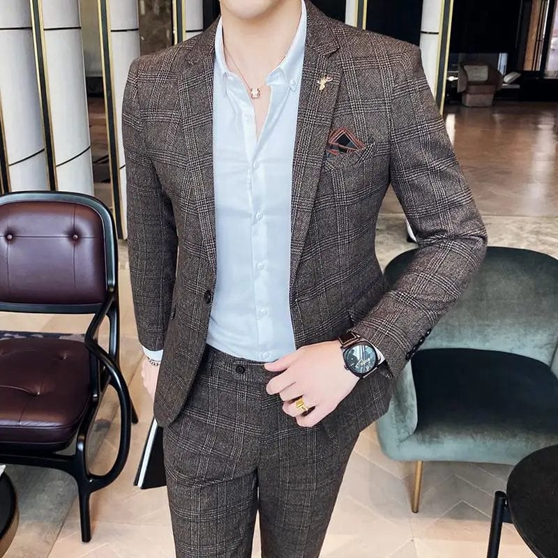 High Quality 2023 Men's (suit + Trousers) Boutique Fashion Business Suit Slim Handsome Trend Banquet Two - piece Set Four Seasons - SHOWLU FASHION STORE