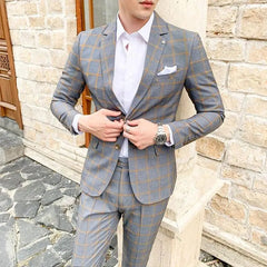 High Quality 2023 Men's (suit + Trousers) Boutique Fashion Business Suit Slim Handsome Trend Banquet Two - piece Set Four Seasons - SHOWLU FASHION STORE
