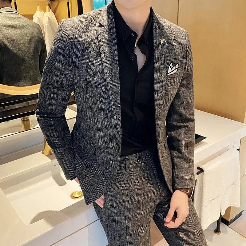 High Quality 2023 Men's (suit + Trousers) Boutique Fashion Business Suit Slim Handsome Trend Banquet Two - piece Set Four Seasons - SHOWLU FASHION STORE