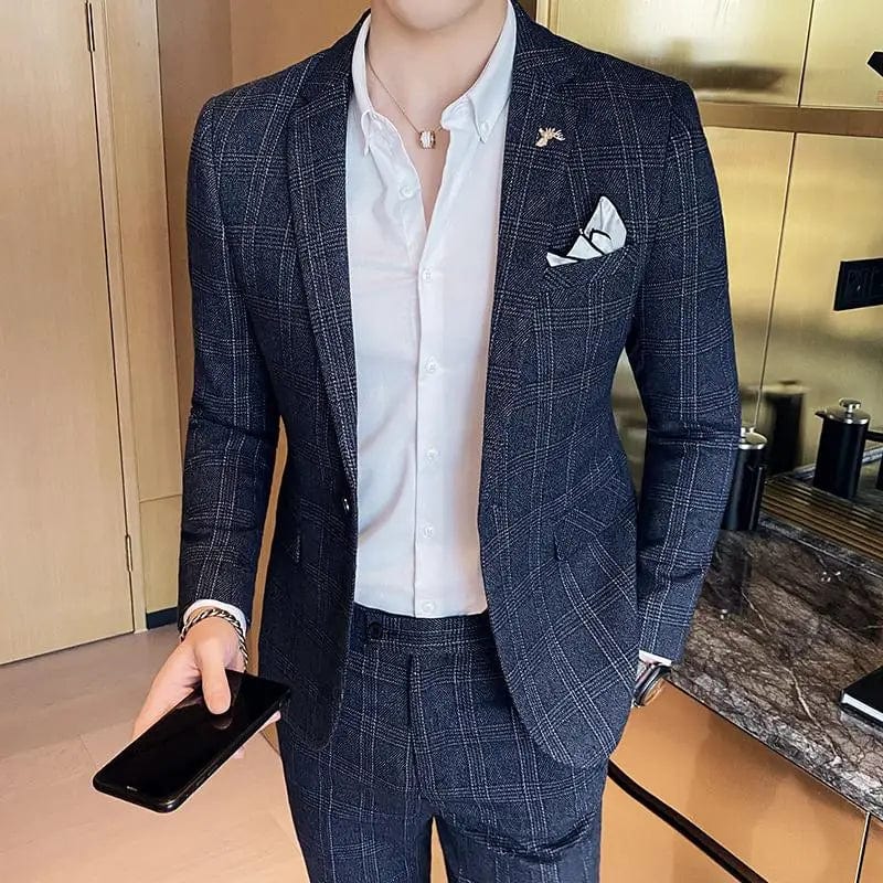 High Quality 2023 Men's (suit + Trousers) Boutique Fashion Business Suit Slim Handsome Trend Banquet Two - piece Set Four Seasons - SHOWLU FASHION STORE