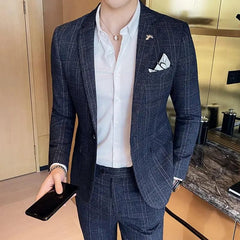 High Quality 2023 Men's (suit + Trousers) Boutique Fashion Business Suit Slim Handsome Trend Banquet Two - piece Set Four Seasons - SHOWLU FASHION STORE