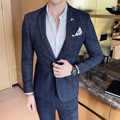 High Quality 2023 Men's (suit + Trousers) Boutique Fashion Business Suit Slim Handsome Trend Banquet Two - piece Set Four Seasons - SHOWLU FASHION STORE