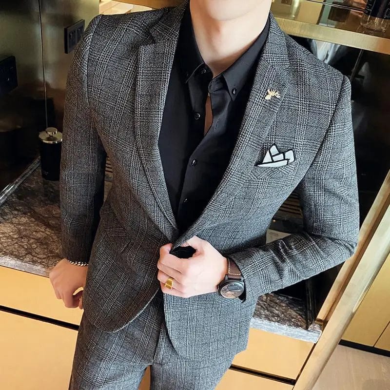 High Quality 2023 Men's (suit + Trousers) Boutique Fashion Business Suit Slim Handsome Trend Banquet Two - piece Set Four Seasons - SHOWLU FASHION STORE