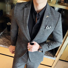 High Quality 2023 Men's (suit + Trousers) Boutique Fashion Business Suit Slim Handsome Trend Banquet Two - piece Set Four Seasons - SHOWLU FASHION STORE
