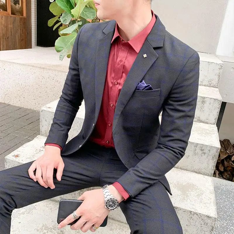 High Quality 2023 Men's (suit + Trousers) Boutique Fashion Business Suit Slim Handsome Trend Banquet Two - piece Set Four Seasons - SHOWLU FASHION STORE