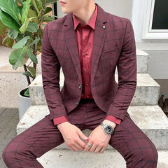 High Quality 2023 Men's (suit + Trousers) Boutique Fashion Business Suit Slim Handsome Trend Banquet Two - piece Set Four Seasons - SHOWLU FASHION STORE