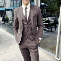 High Quality 2023 New Men (suit + Vest + Trousers) British Fashion Slim Handsome Trend All - in - one Banquet Three - piece Set Blaze - SHOWLU FASHION STORE