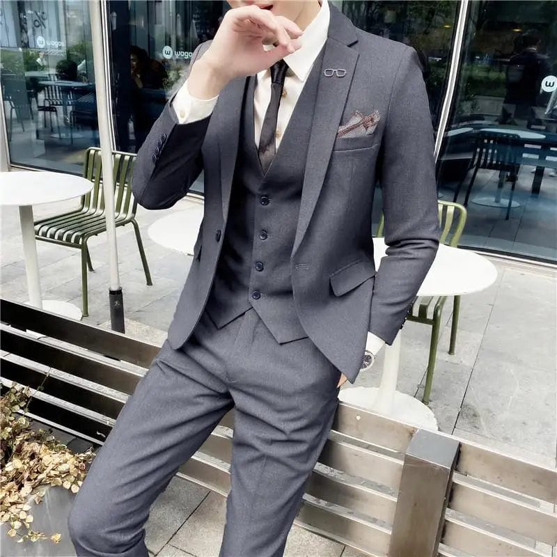 High Quality 2023 New Men (suit + Vest + Trousers) British Fashion Slim Handsome Trend All - in - one Banquet Three - piece Set Blaze - SHOWLU FASHION STORE