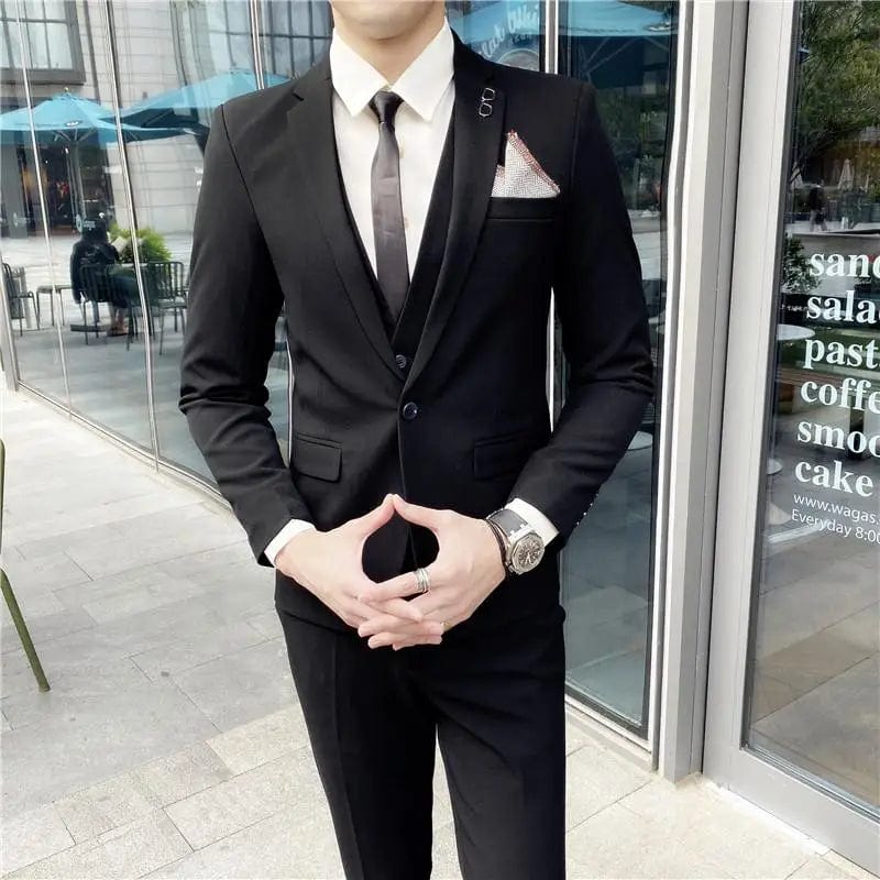 High Quality 2023 New Men (suit + Vest + Trousers) British Fashion Slim Handsome Trend All - in - one Banquet Three - piece Set Blaze - SHOWLU FASHION STORE