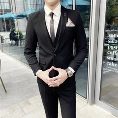 High Quality 2023 New Men (suit + Vest + Trousers) British Fashion Slim Handsome Trend All - in - one Banquet Three - piece Set Blaze - SHOWLU FASHION STORE