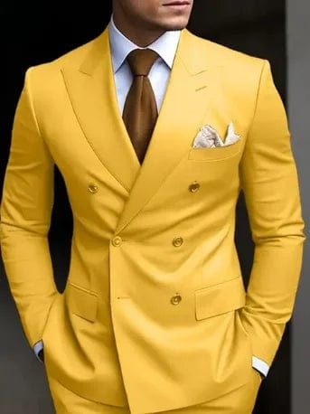 High Quality Brown Men's Suits Double Breasted Bespoke Double Breasted Peaked Lapel Formal Blazer Slim Fit 2 Piece Jacket Pants - SHOWLU FASHION STORE