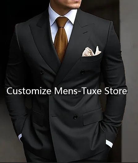 High Quality Brown Men's Suits Double Breasted Bespoke Double Breasted Peaked Lapel Formal Blazer Slim Fit 2 Piece Jacket Pants - SHOWLU FASHION STORE