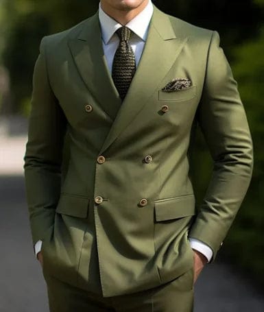 High Quality Brown Men's Suits Double Breasted Bespoke Double Breasted Peaked Lapel Formal Blazer Slim Fit 2 Piece Jacket Pants - SHOWLU FASHION STORE