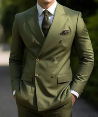 High Quality Brown Men's Suits Double Breasted Bespoke Double Breasted Peaked Lapel Formal Blazer Slim Fit 2 Piece Jacket Pants - SHOWLU FASHION STORE