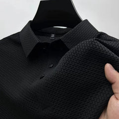 【High - quality】M - 4XL Summer New Men's Short Sleeve T-shirt Cool and Breathable POLO Shirt Business Casual Sweat - absorbing Top - SHOWLU FASHION STORE