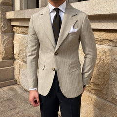 Homemade Autumn Stripes Slim - Fitting English Style Leisure Suit - SHOWLU FASHION STORE