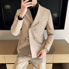 Host Casual White Closure Collar Slim Fit Suit - SHOWLU FASHION STORE
