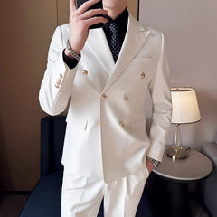 Host Casual White Closure Collar Slim Fit Suit - SHOWLU FASHION STORE