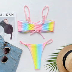 Hot Girl Tie - Dye T - Back Bikini - SHOWLU FASHION STORE