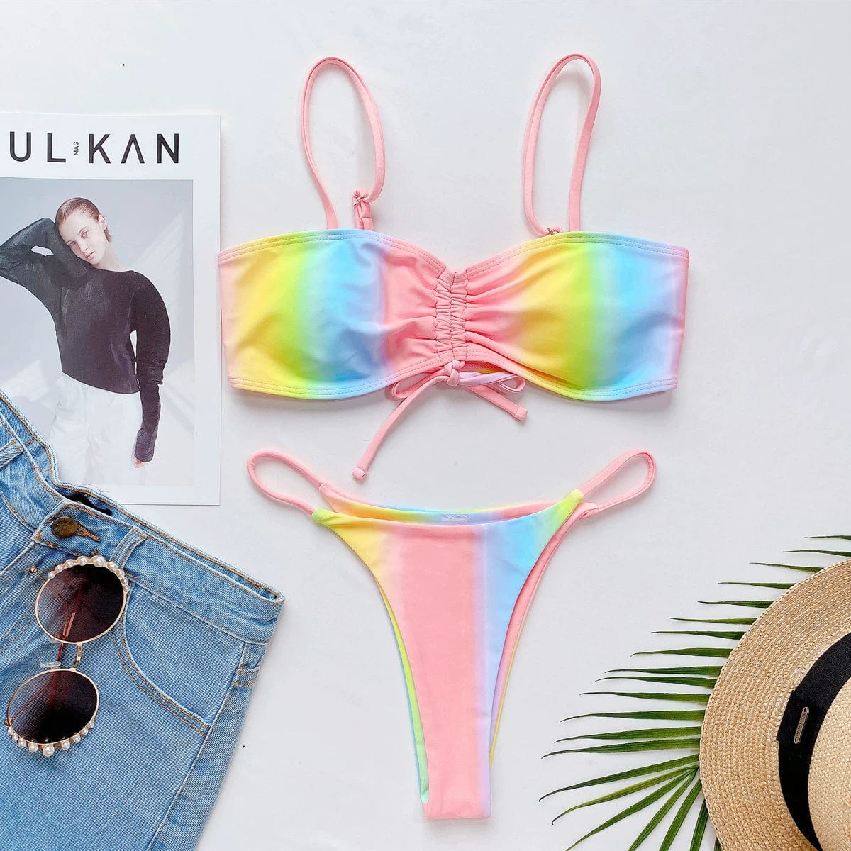 Hot Girl Tie - Dye T - Back Bikini - SHOWLU FASHION STORE