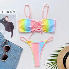Hot Girl Tie - Dye T - Back Bikini - SHOWLU FASHION STORE