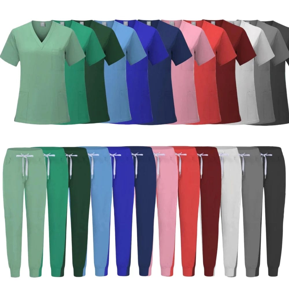 Hot Sale Anti Wrinkle Washable Soft Fabric Nurse Scrubs Hospital Uniform Medical Scrubs Women Jogger Scrubs Sets Pair - SHOWLU FASHION STORE