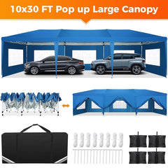 Hoteel 10x30Party Pop Up Canopy Tent, Removable Canopy Tent with 8 Side Walls, Waterproof Commercial Instant Shelter Tent for Weddings, Patio with Tote Bag and 4 Sandbags - SHOWLU FASHION STORE