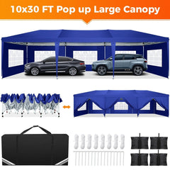 Hoteel 10x30Party Pop Up Canopy Tent, Removable Canopy Tent with 8 Side Walls, Waterproof Commercial Instant Shelter Tent for Weddings, Patio with Tote Bag and 4 Sandbags - SHOWLU FASHION STORE