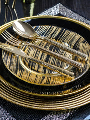Hotel Table Setting Household Bone China Set Black Golden Edge Luxury Model Room Tableware Flat Plate Western Food/Steak Dinner Plate Dish - SHOWLU FASHION STORE