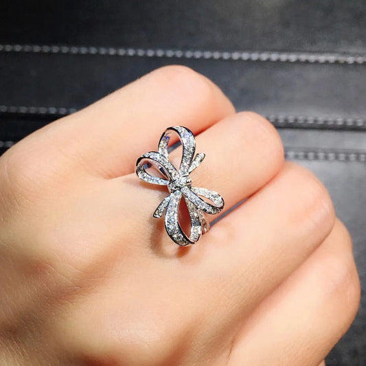 Huitan Romantic Bow Shape Cubic Zirconia Wedding Bands Rings for Women Fancy Anniversary Gift Statement Rings Luxury Jewelry New - SHOWLU FASHION STORE