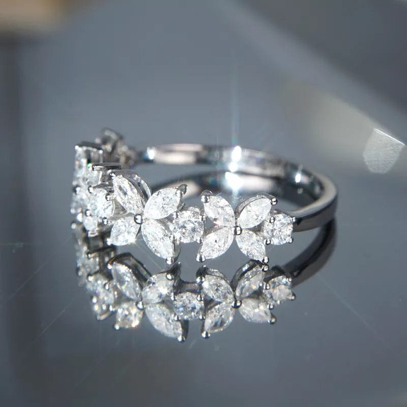 Huitan Romantic Flower Design Bridal Wedding Rings AAA White CZ Stone Luxury Accessories for Women Statement Jewelry Wholesale - SHOWLU FASHION STORE