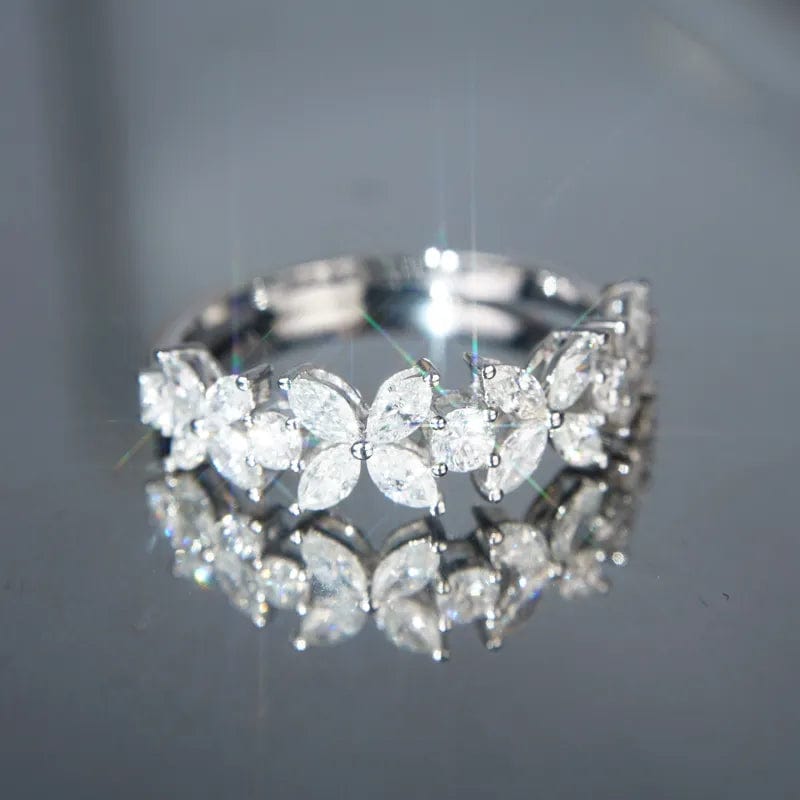Huitan Romantic Flower Design Bridal Wedding Rings AAA White CZ Stone Luxury Accessories for Women Statement Jewelry Wholesale - SHOWLU FASHION STORE