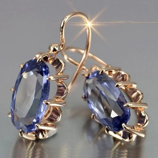Huitan Trendy Women Oval Cubic Zirconia Earrings Temperament Elegant Design Luxury Female Dangle Earrings Aesthetic Jewelry 2022 - SHOWLU FASHION STORE